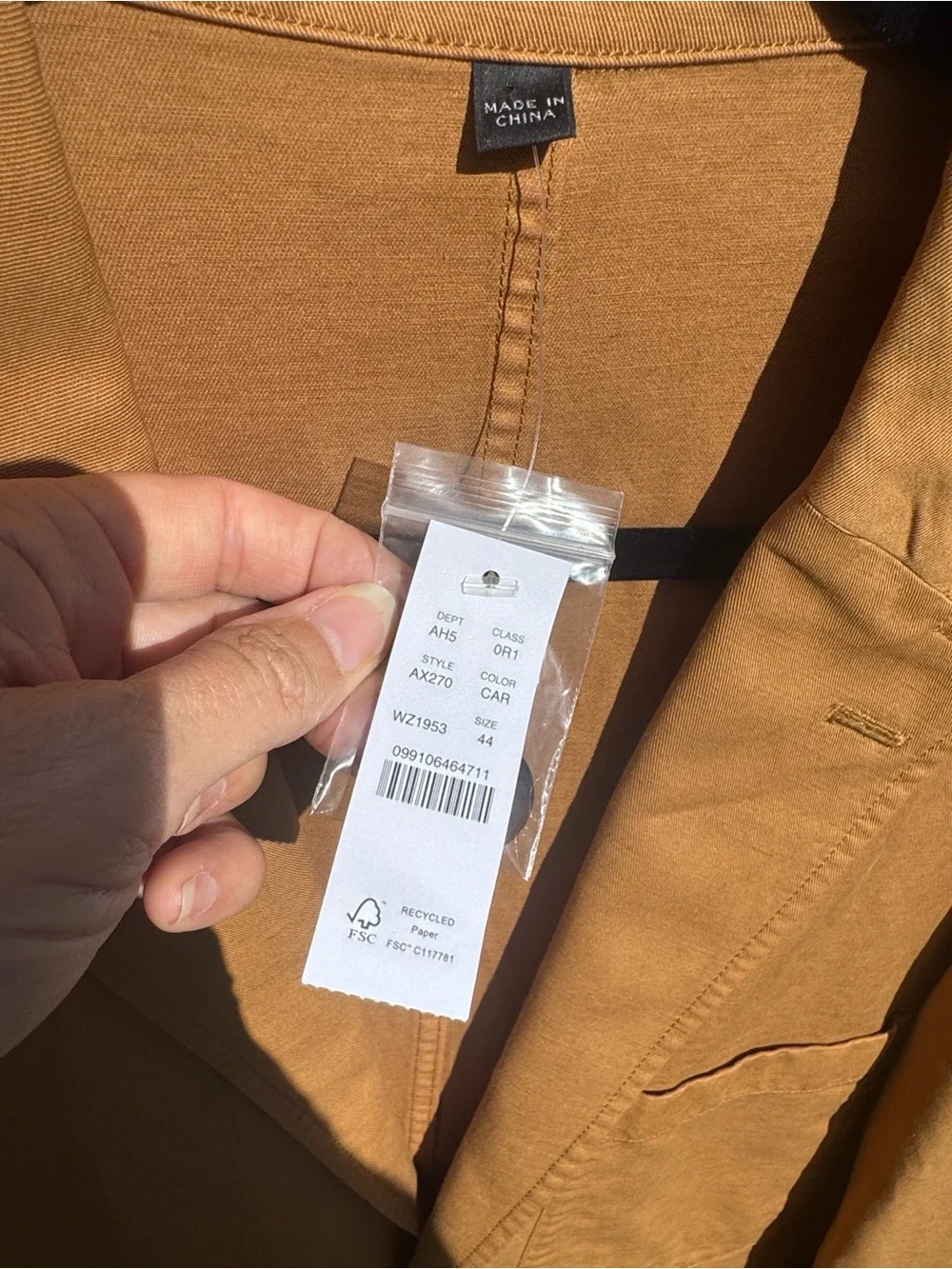 J. Crew Chore Suit Jacket Tan Linen Cotton Chino Blazer size 44 NWT